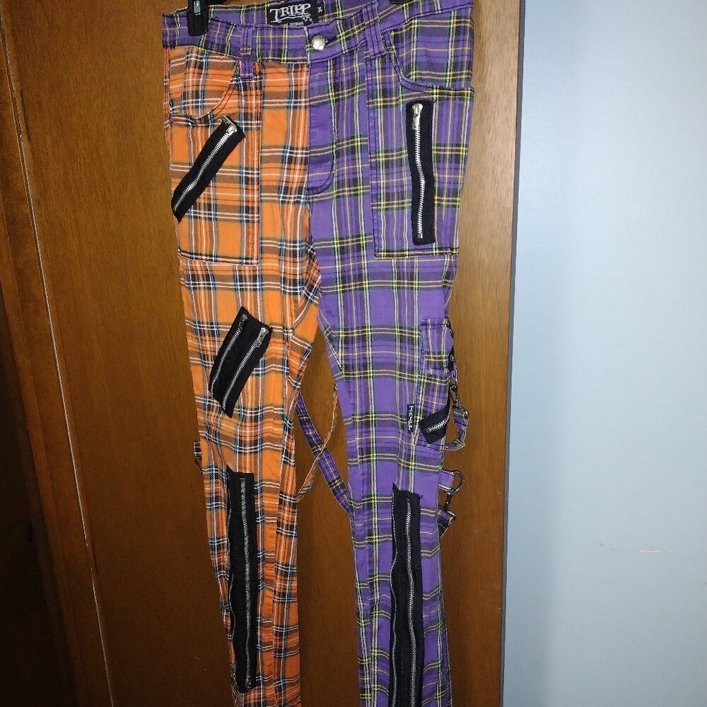 Y2k Tripp NYC plaid split bomdage pants skinny jeans